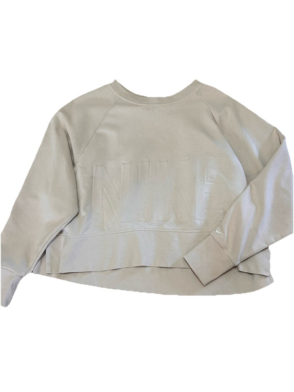 Nike L Dri-Fit Oatmeal Cropped Long Sleeve Momogram Sweatshirt Leisure Casual
